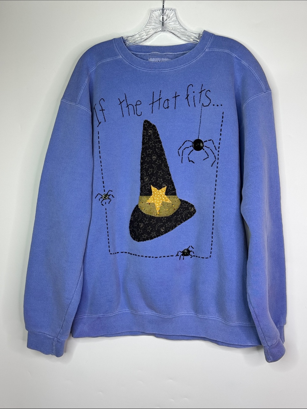 Authentic Pigment If The Hat Fits Witches Halloween Purple Sweatshirt Size XL